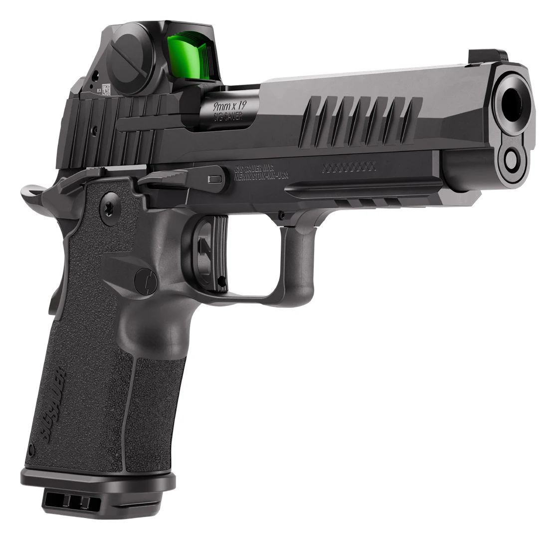SIG P211-FULL 9mm double-stack pistol with polymer grip, aluminum frame, and slide-mounted red dot