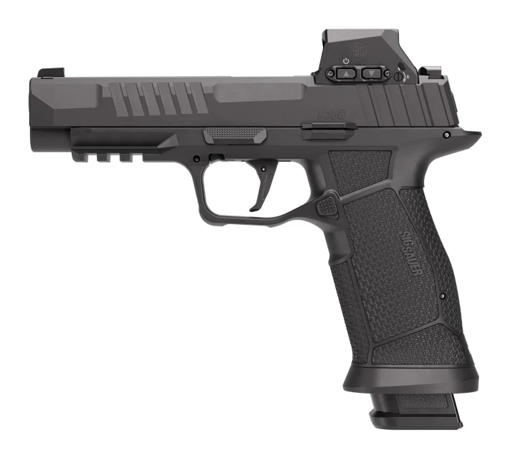 SIG P385-FULL 9mm pistol, left profile, with 4.7-inch barrel and slide-mounted red dot