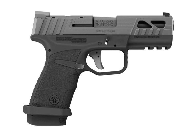 Stoeger STR-9 Thinline+ slim 9mm pistol with ported barrel and Tungsten Cerakote finish