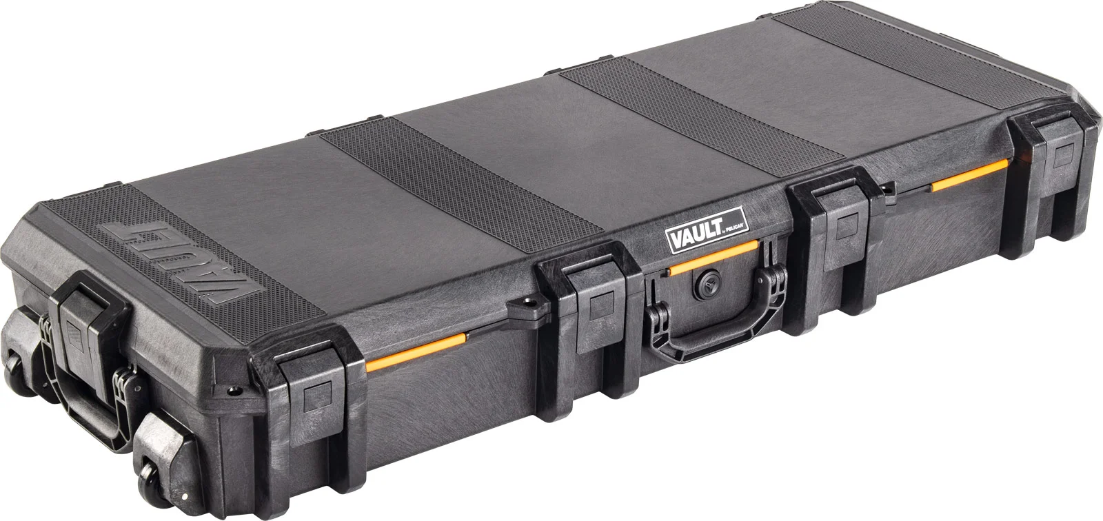 Pelican Vault hard-sided rifle case with wheels and latching closures