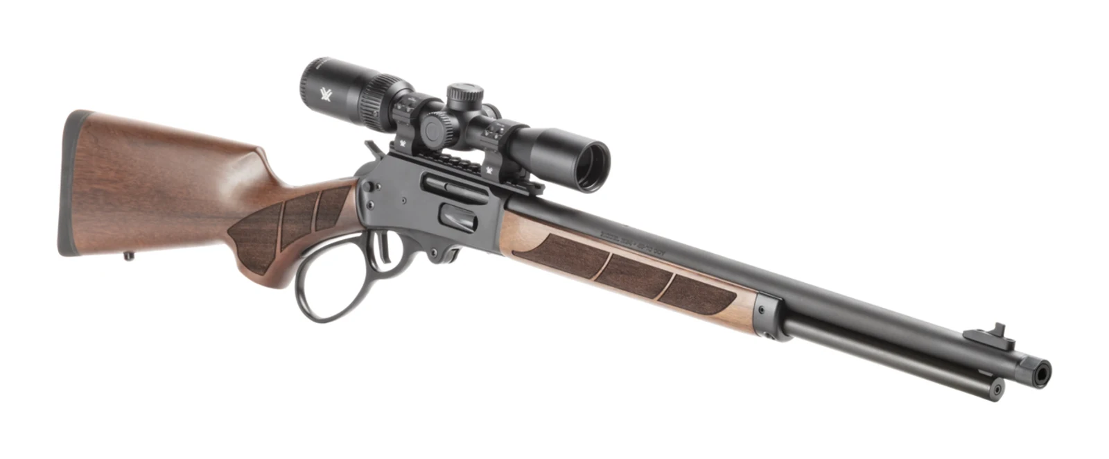 Smith & Wesson Model 1854 Walnut Scoped Combo in .30-30 Winchester with the Vortex Crossfire HD 2-7x32 mounted on the receiver rail