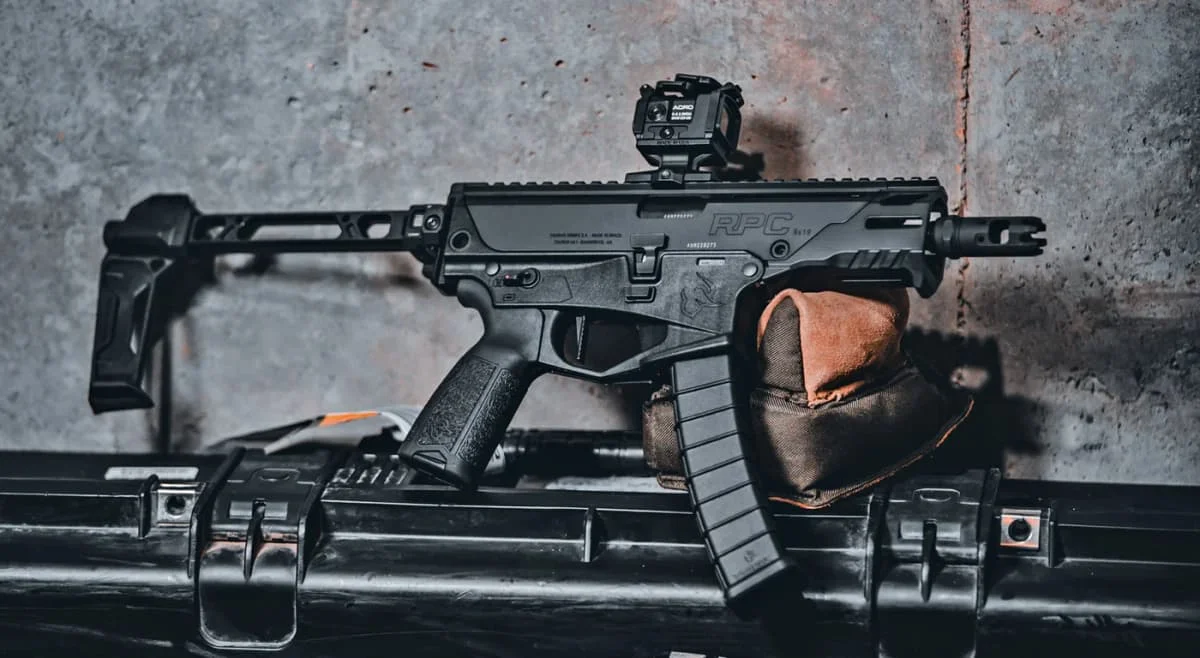 Taurus RPC 9mm PDW configured with a red dot optic and folding brace