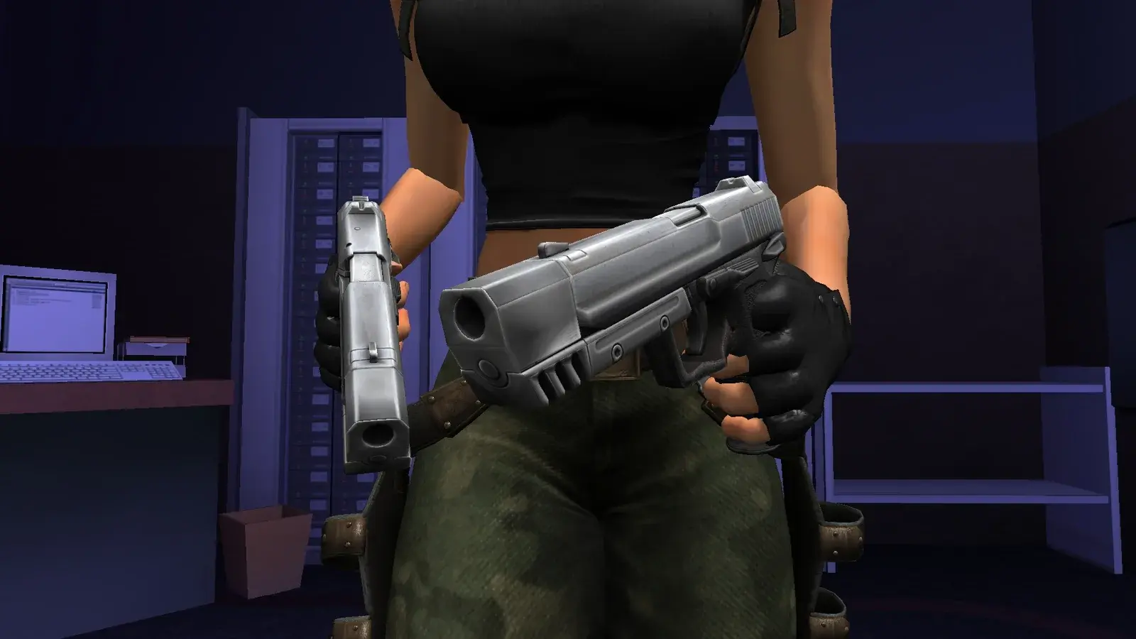 Lara Croft holding two Vector-R35 pistols in The Angel of Darkness Remastered