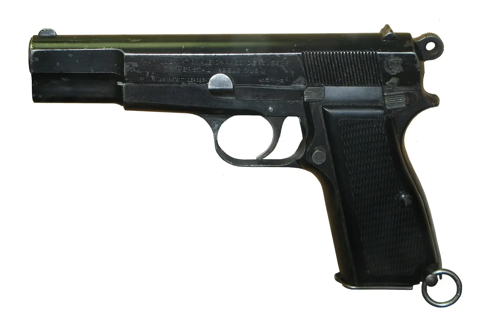 Browning Hi-Power 9mm pistol, the closest real-world match for Lara's classic Pistols