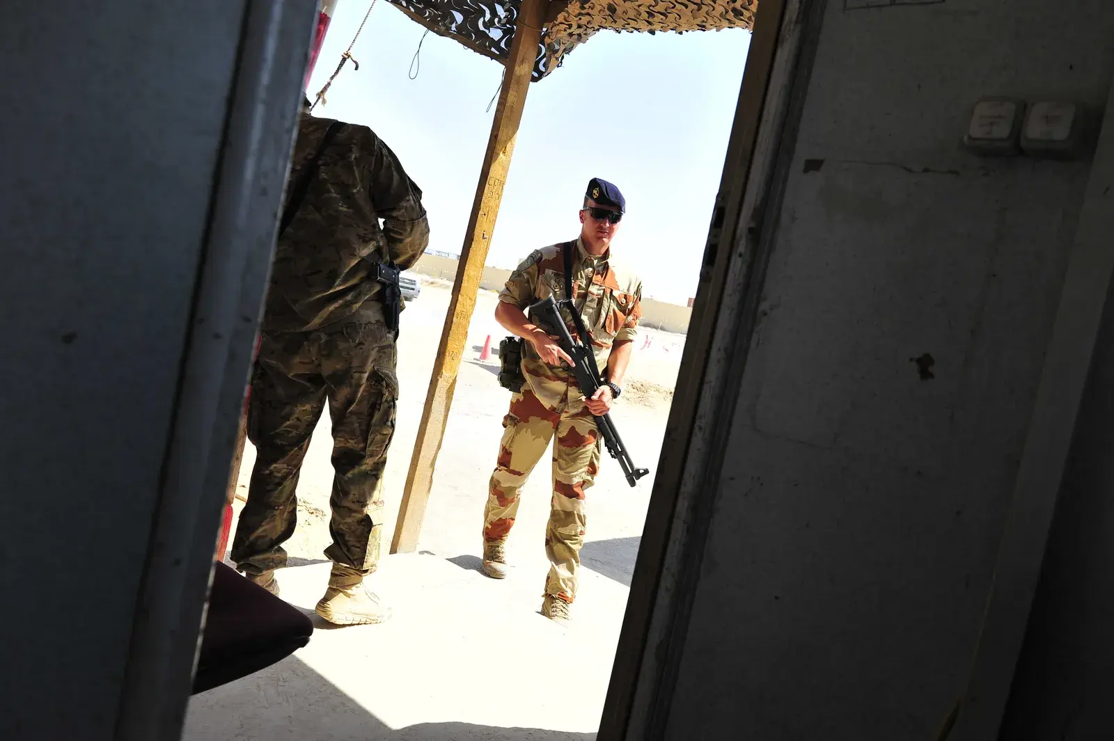 French Air Force security officer holding an FN Tactical Police Shotgun