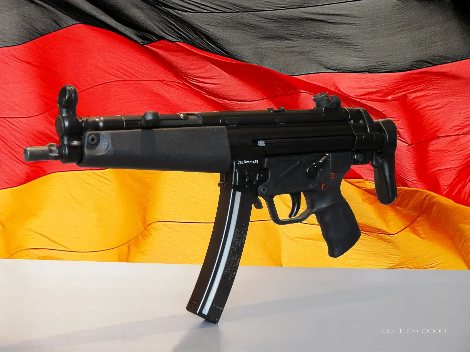 Heckler and Koch MP5A3 submachine gun with its retractable stock collapsed