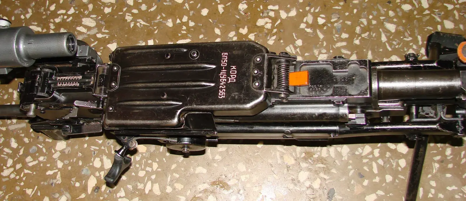 Kord 6P50 heavy machine gun photographed from above