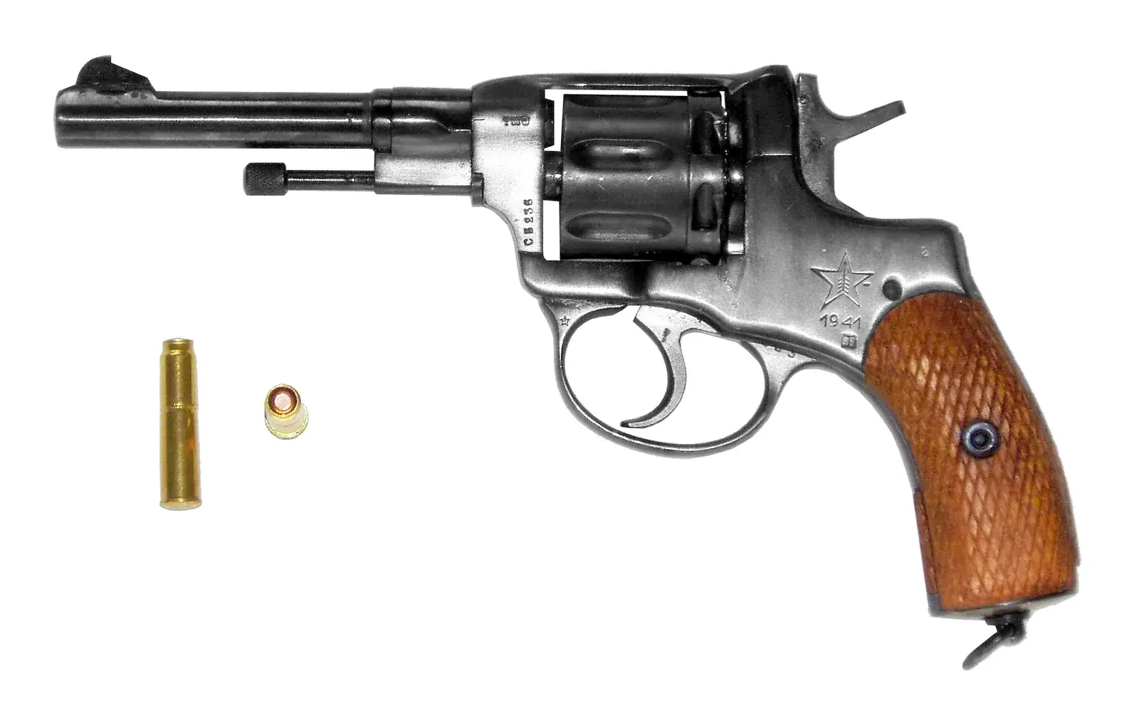 Real Nagant M1895 revolver, shown as the closest reusable Nagant-family photo to the rarer M1910