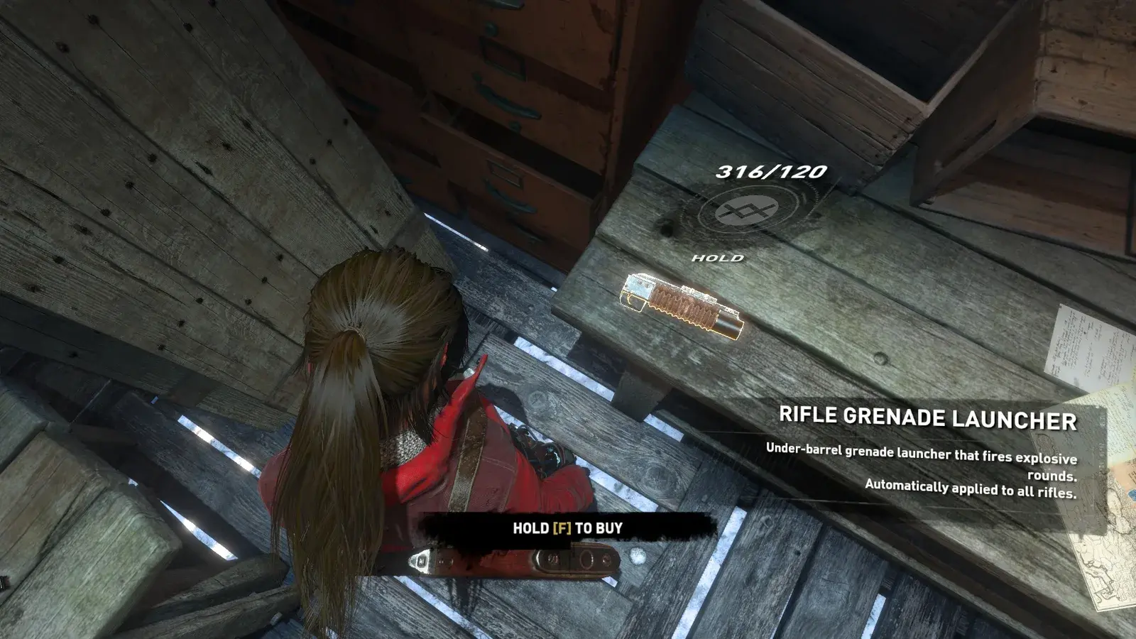 The rifle-mounted Grenade Launcher in Rise of the Tomb Raider