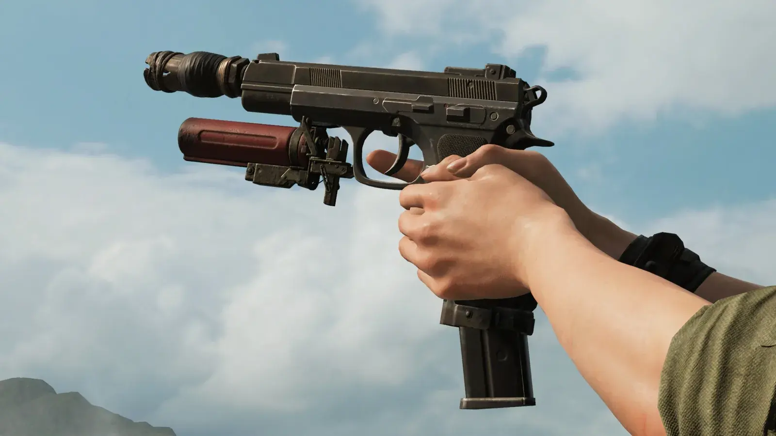 Lara holding the C&T S55 in Shadow of the Tomb Raider