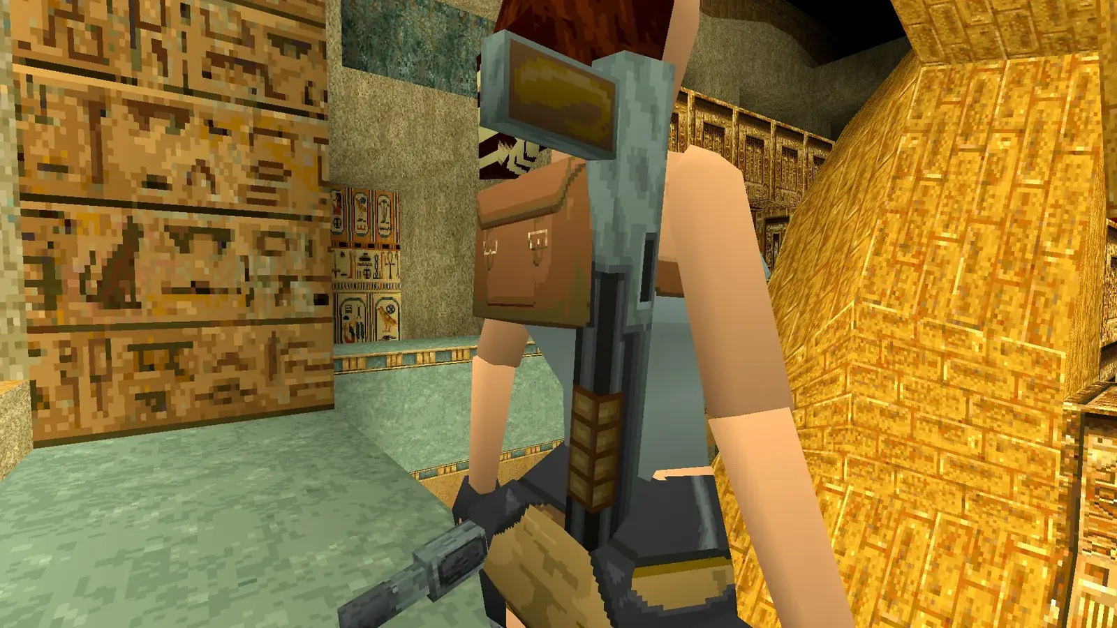 Lara holding the Shotgun in Tomb Raider I-III Remastered