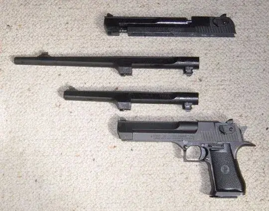 Desert Eagle Mark VII with interchangeable barrels, matching the original game's handgun family