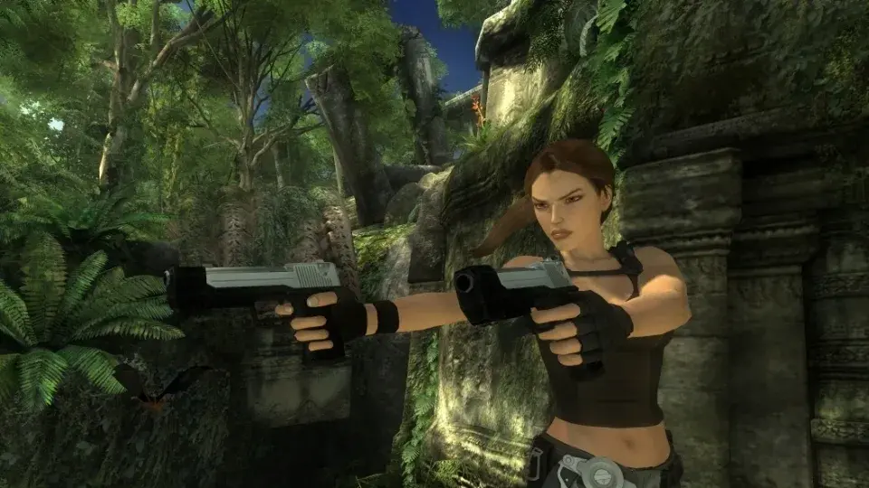 Lara Croft aiming the Dual Pistols in Tomb Raider Underworld