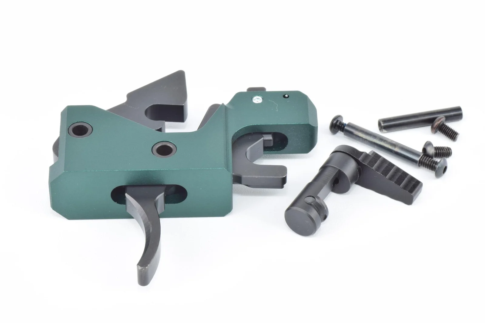 The Triggered Company Disruptor forced reset trigger cassette with curved trigger bow, anti-walk pins, and 3-position selector