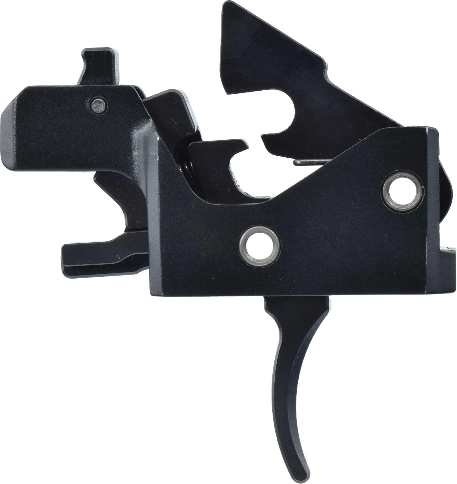 Drop-in AR-15 forced reset trigger cassette with a flat trigger bow and 3-position architecture