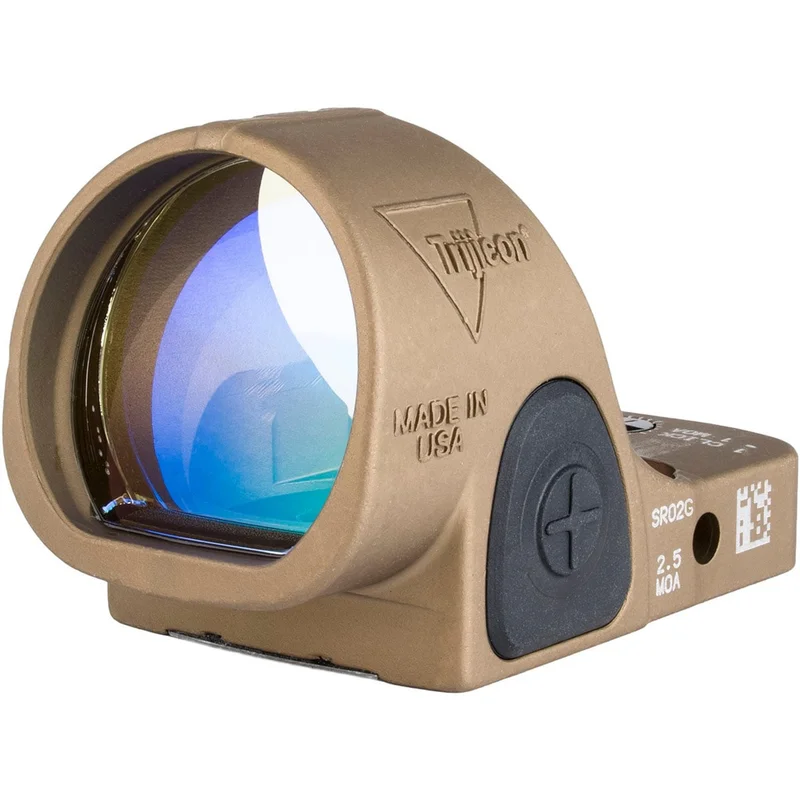 Coyote brown anodized Trijicon SRO Green Dot showing the SRO2-G product markings
