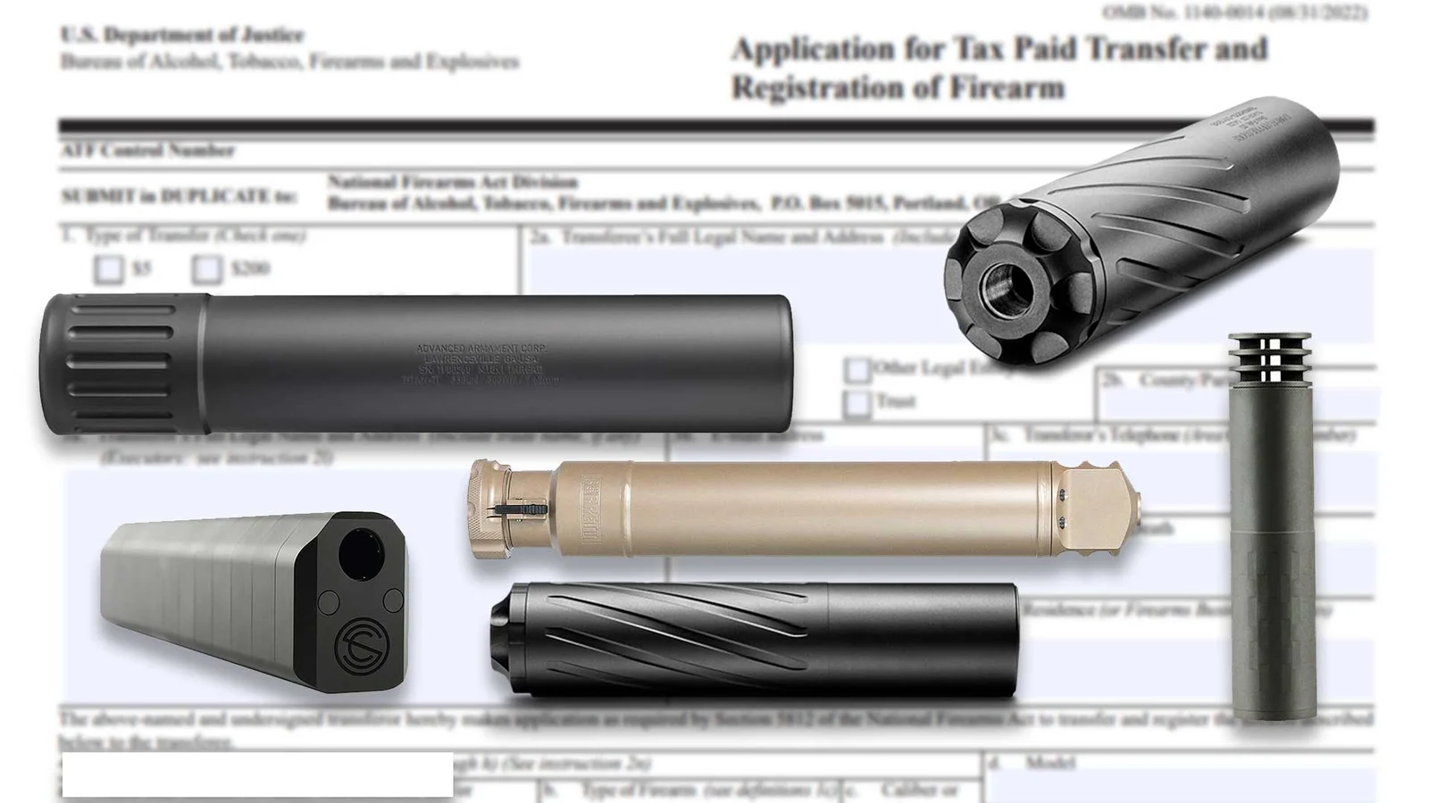 Rifle suppressors in a retailer display case
