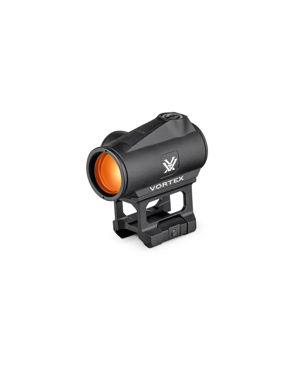 Vortex Crossfire II Solar red dot in black with a red 2 MOA reticle and the solar panel visible on top of the housing