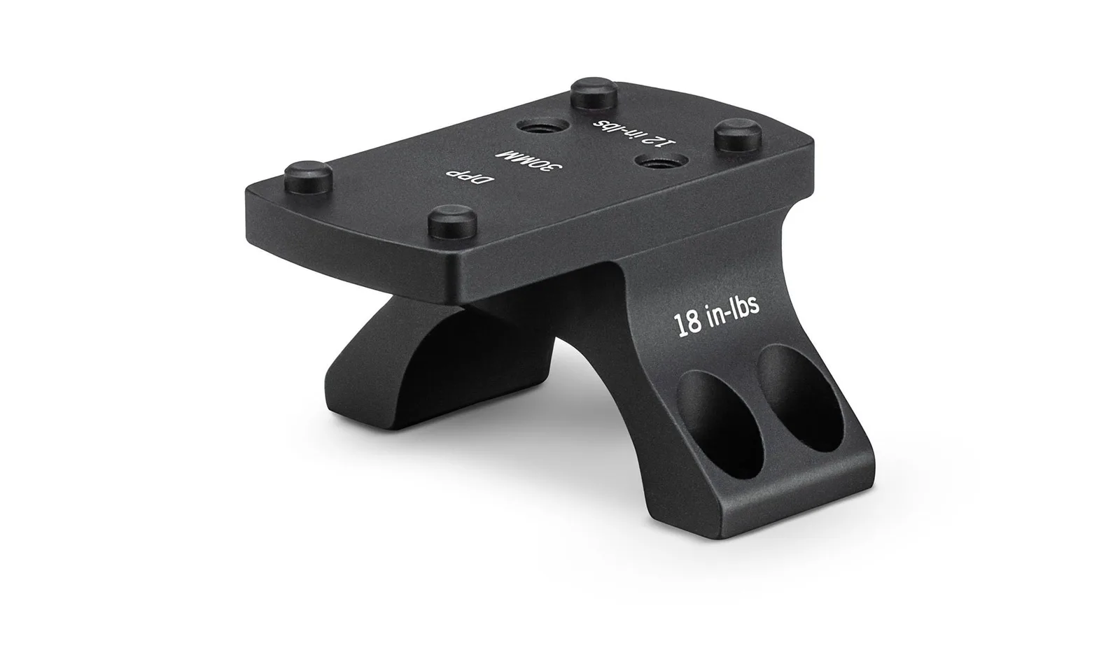 Vortex Pro 12 O'Clock red-dot mount showing the DeltaPoint Pro mounting plate and 30mm ring section