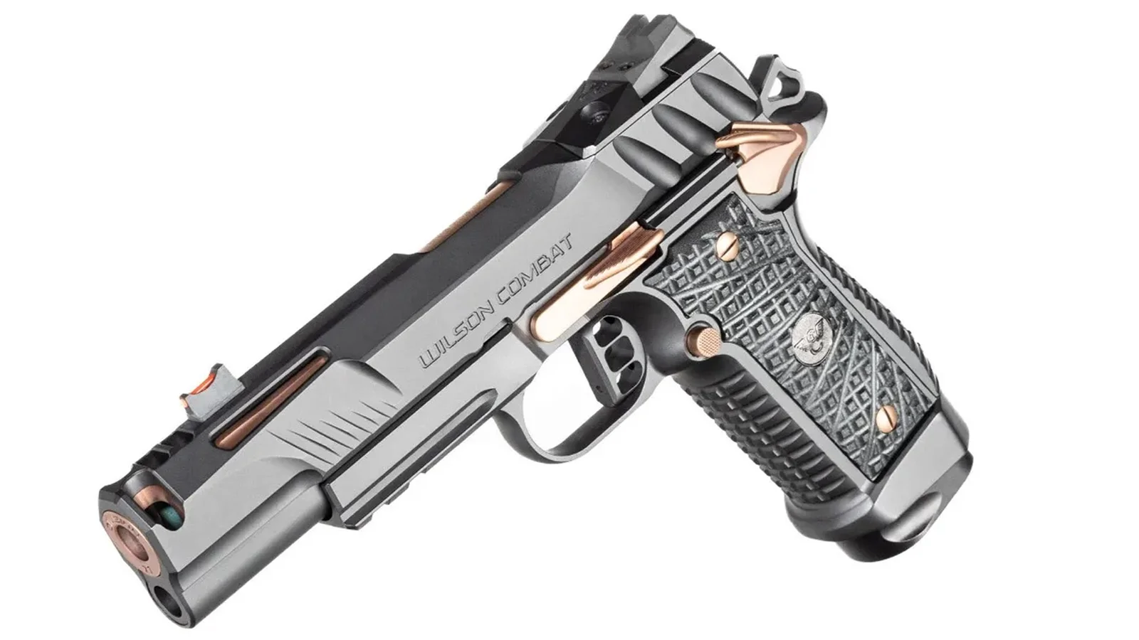 Wilson Combat Division 77 Project 1 ported bull barrel and tri-top slide showing the integrated muzzle porting
