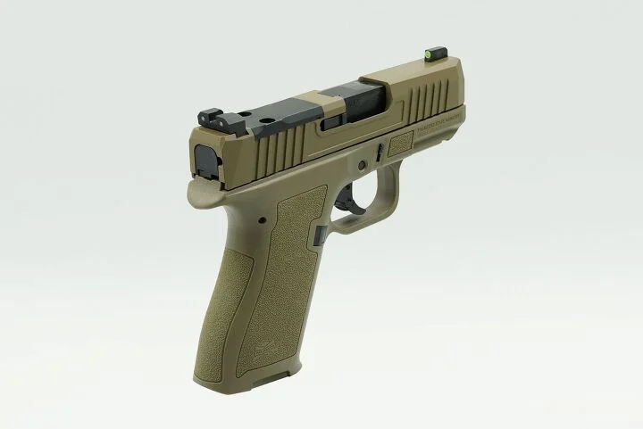 Close-up view of the XS R3D 2.0 Glow Dot front sight photoluminescent ring detail