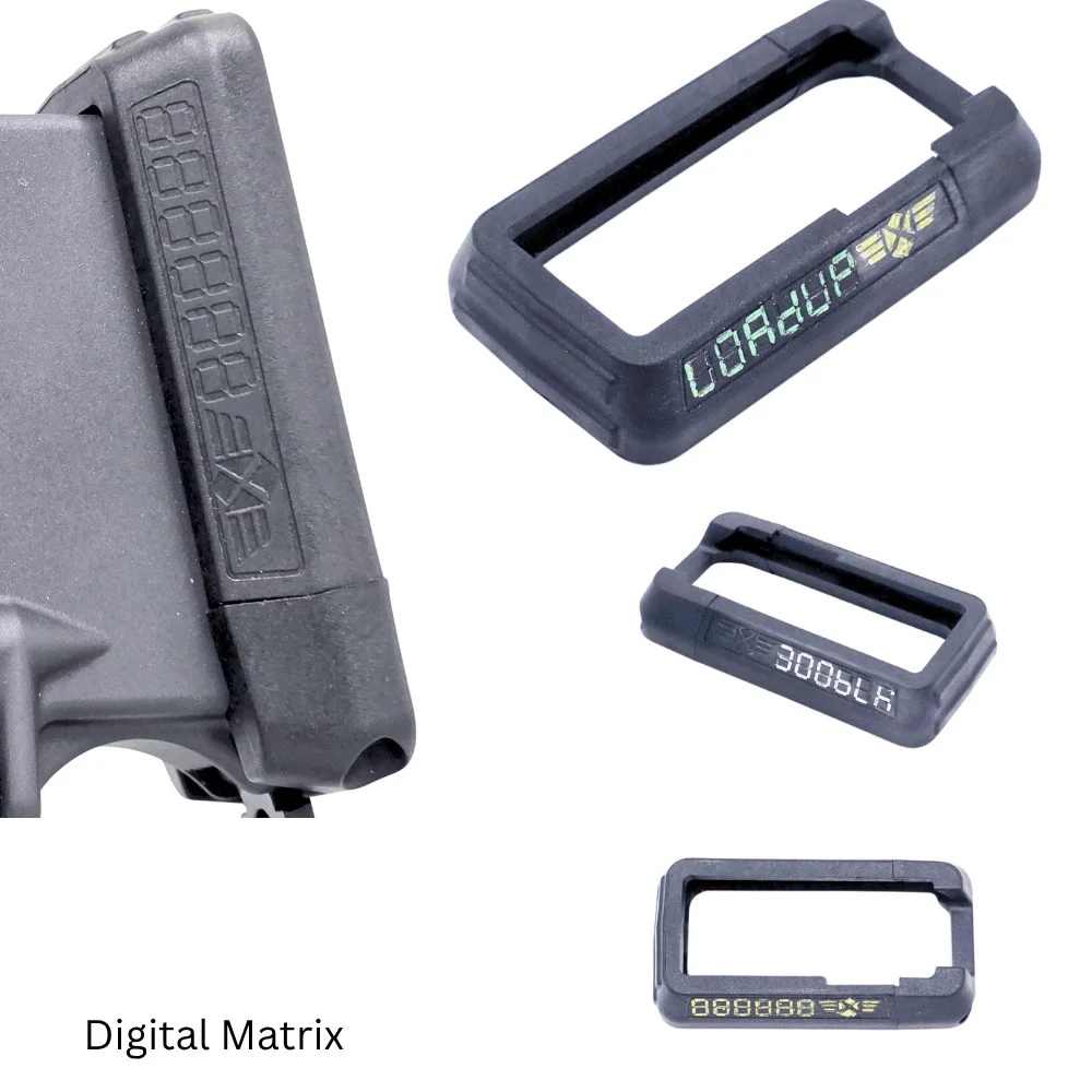 XTech X-Flare Digital AR-15 magwell showing the flat customizable marking surface on the front face for caliber ID or personal markings
