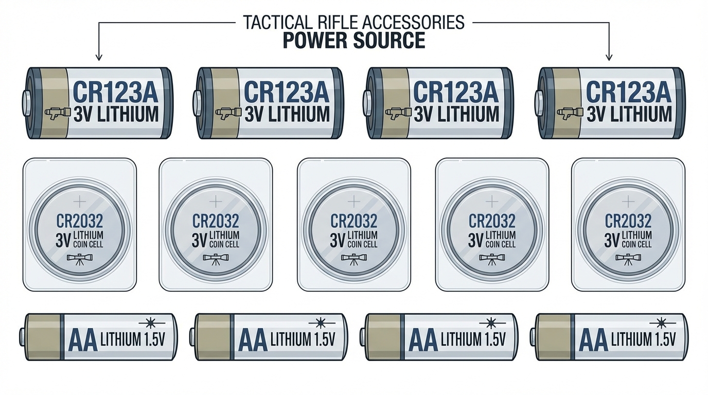 CR123A and CR2032 batteries for weapon lights and optics