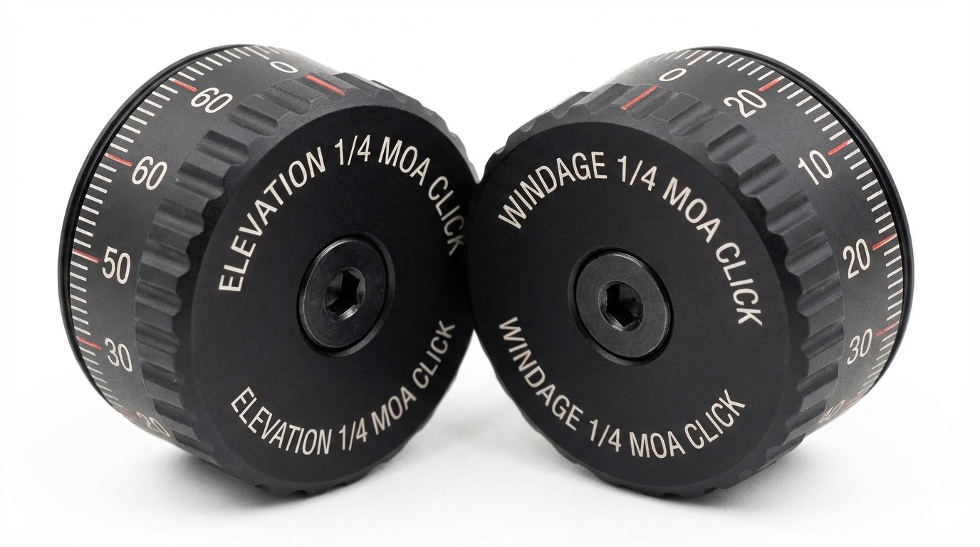 LPVO scope turret caps with adjustment markings