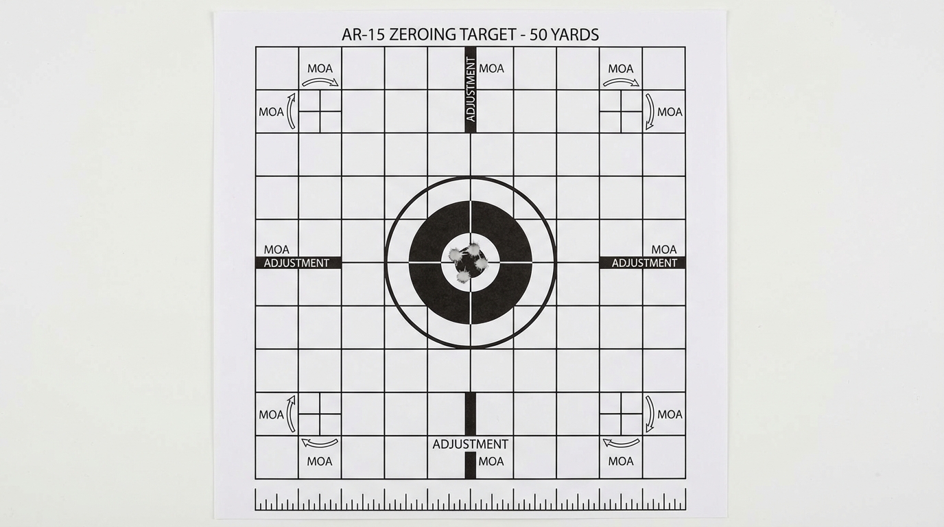 Zeroing target with grouped bullet holes