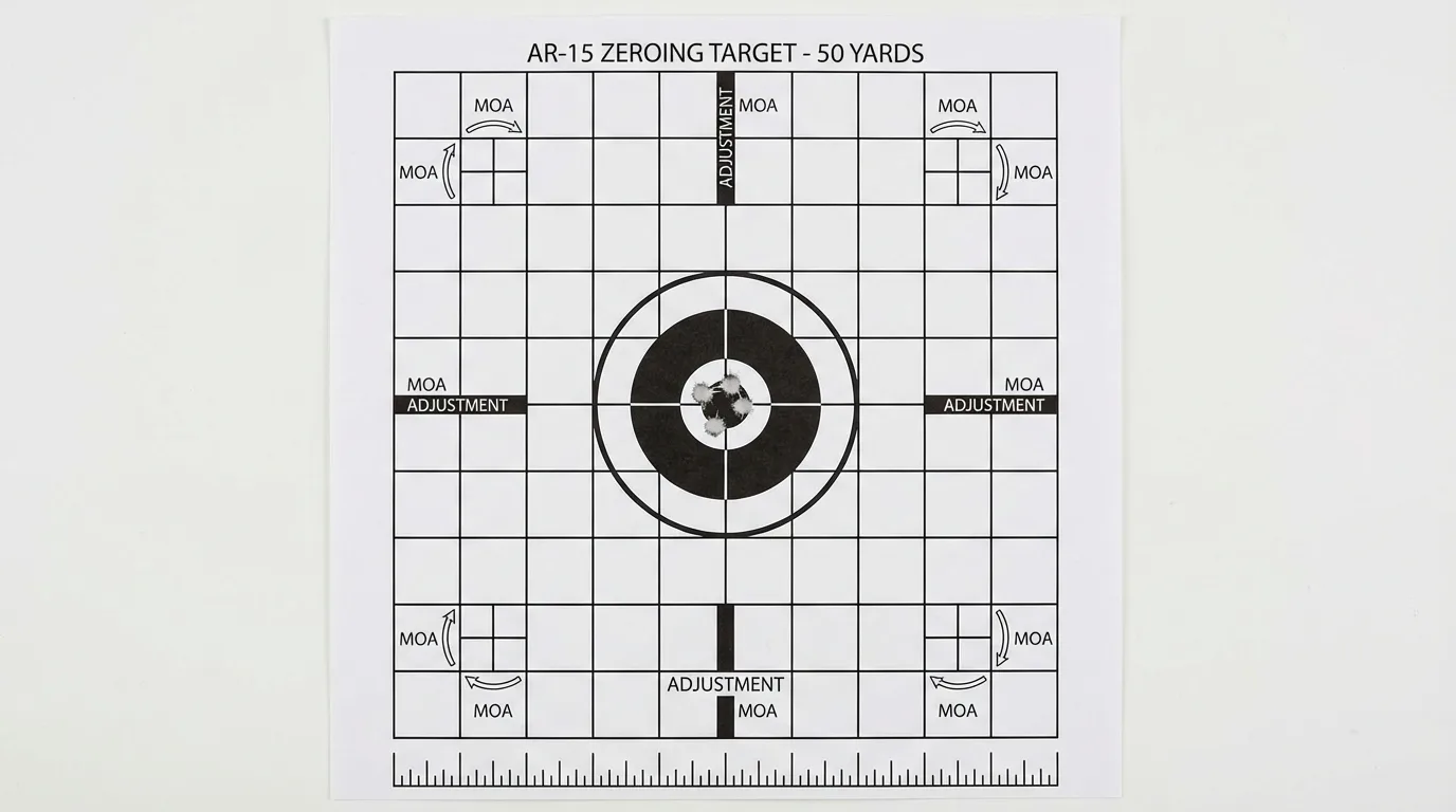 Zeroing target with grouped bullet holes